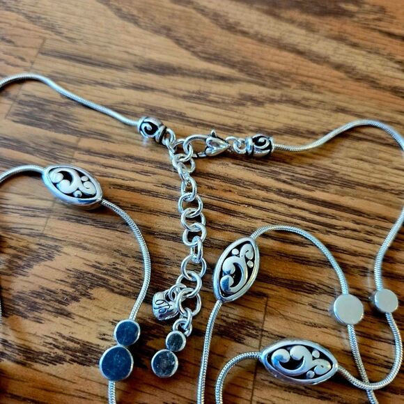 BRIGHTON "Contempo" Long Length Silver Scroll Necklace TIMELESS CHIC! - Picture 3 of 9